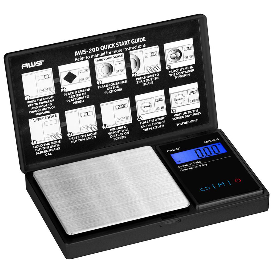AWS Digital Pocket Scale Series - 200g x 0.01g / Black - Headshop.com