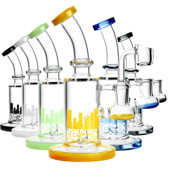 Diamond Glass Icon Hobbit Rig - 7" / 14mm F / Colors Vary Diamond Glass Icon Hobbit Rig - 7" / 14mm F / Colors Vary