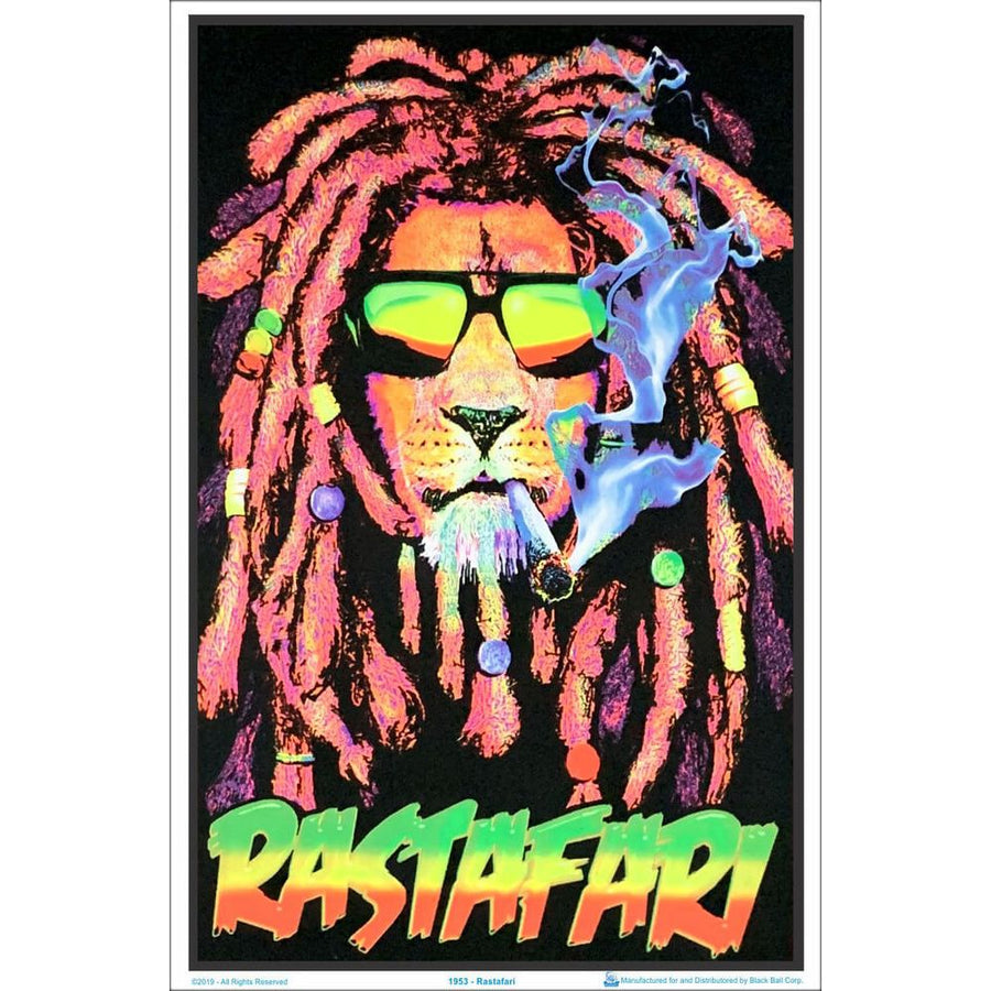 Rastafari Lion Flocked Blacklight Poster - 23"x35" - Headshop.com