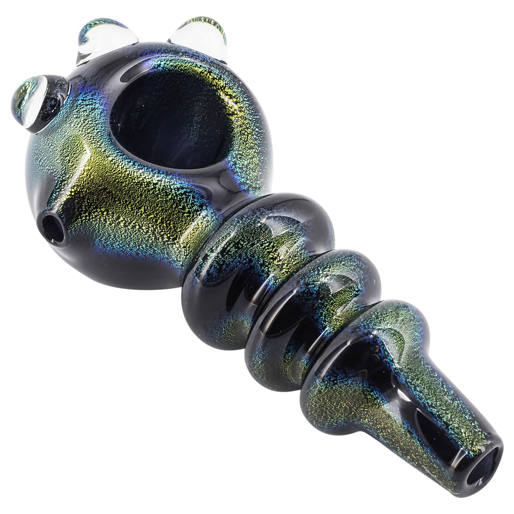LA Pipes Solid Blue Dichro Maria Ringed Spoon Pipe - Headshop.com