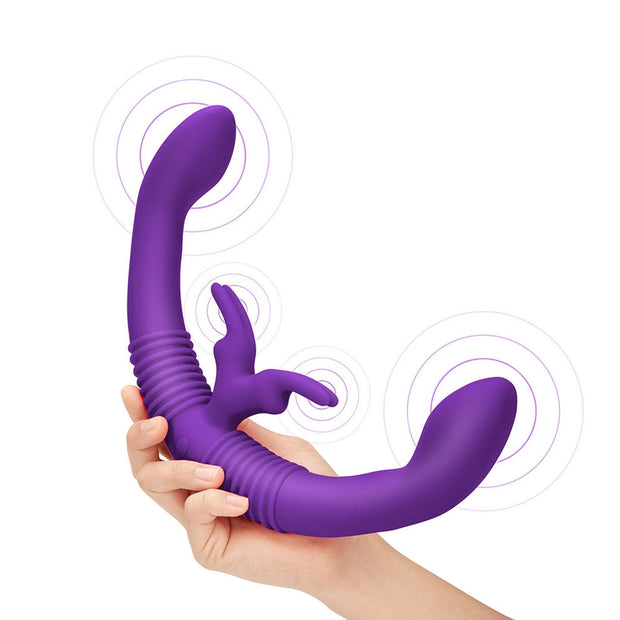 Together Couples Toy Remote-Controlled Dual Ended Rabbit Vibrator Purple - Headshop.com