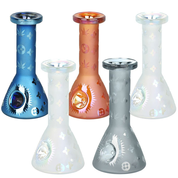 Electroplated Etched Beaker Glass Hand Pipe - 5" /5ct - Headshop.com