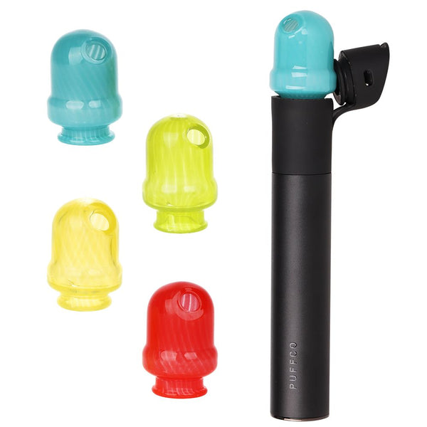 Pulsar Round Tip Glass Mouthpeice Attachment for Puffco Pivot w/ Display Stand - Colors Vary Pulsar Round Tip Glass Mouthpeice Attachment for Puffco Pivot w/ Display Stand - Colors Vary