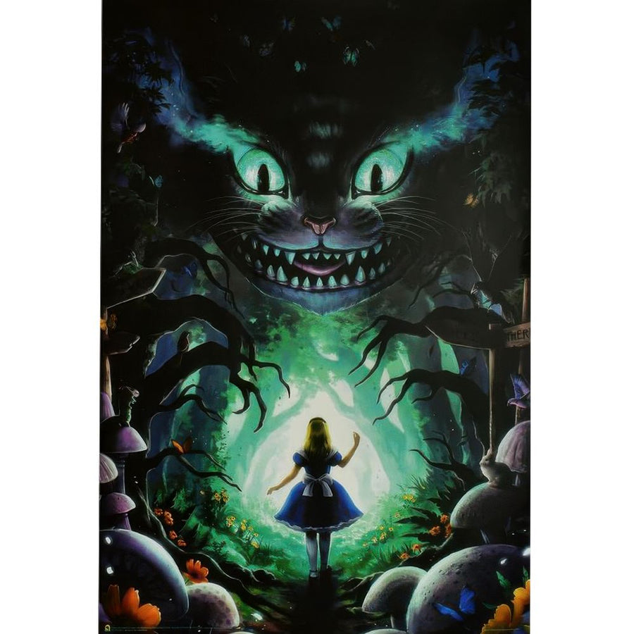 Alice in Wonderland Meets The Cheshire Cat Non-Flocked Black Light Poster - Headshop.com