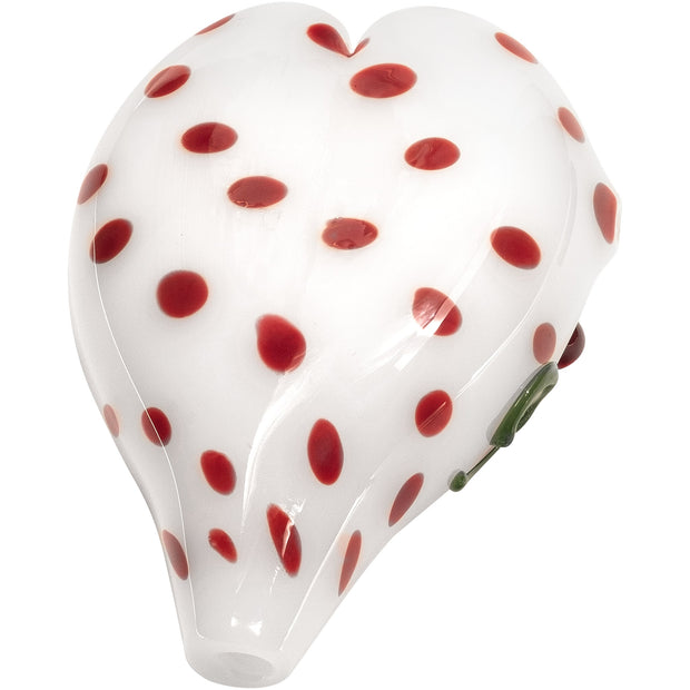 Elegant White Heart-Shaped Glass Hand Pipe with Red Polka Dots - Headshop.com