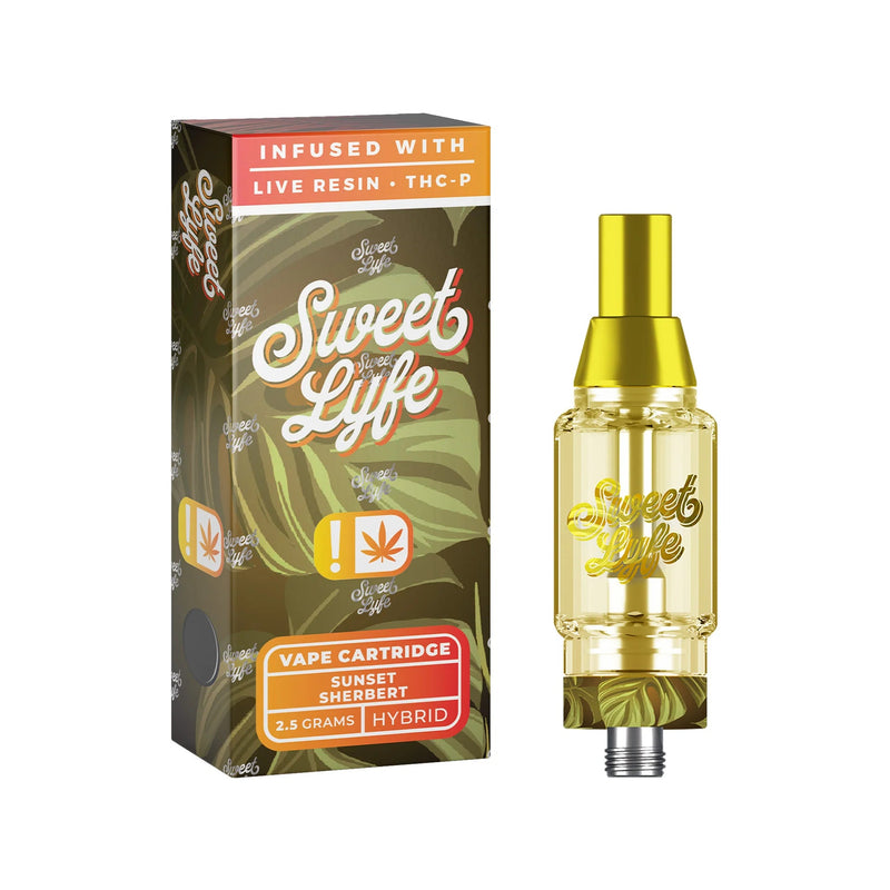 Vape Cartridges 2.5ml Infused with Live Resin Delta-8 + THCP - Sunset Sherbert - Indica