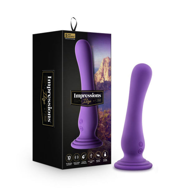 Impressions Ibiza Rechargeable Silicone 7.75 in. Vibrating Dildo with Suction Cup Plum - Headshop.com