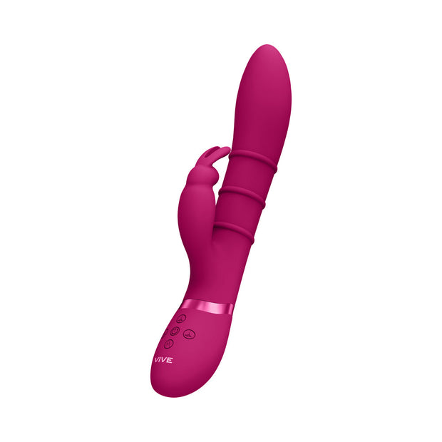 VIVE SORA Rechargeable Silicone G-Spot Rabbit Vibrator with Up & Down Stimulating Rings Pink - Headshop.com