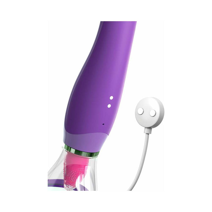 Pipedream Fantasy For Her Her Ultimate Pleasure Dual-Ended Vibrator With Licking Suction Purple - Headshop.com