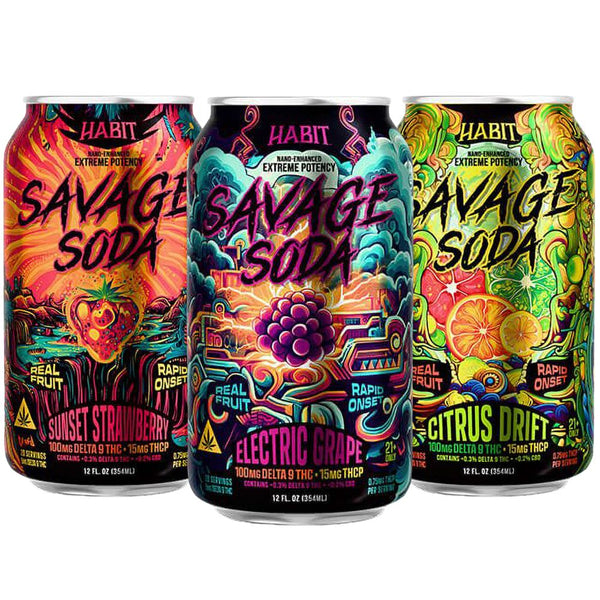 Habit D9 + THCP Savage Soda | 12oz | 100mg D9 + 15mg THCP | 6ct Pack Habit D9 + THCP Savage Soda | 12oz | 100mg D9 + 15mg THCP | 6ct Pack