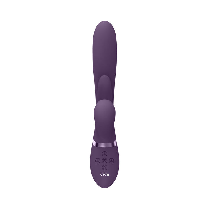 VIVE KURA Rechargeable Thrusting Silicone G-Spot Vibrator with Flapping Tongue and Pulse Wave Stimulator Purple - Headshop.com