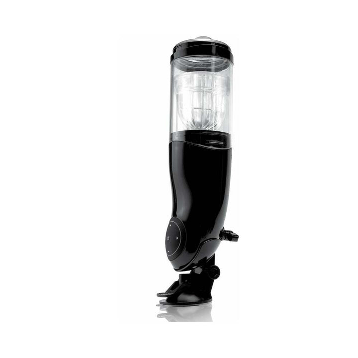 PDX Mega-Bator Ass Rechargeable Rotating Thrusting Stroker With Hands-Free Suction Cup Clear/Black - Headshop.com