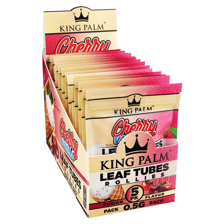King Palm Hand Rolled Leaf | 5pk | Rollie | Cherry Vanilla | 15pc Display - Headshop.com