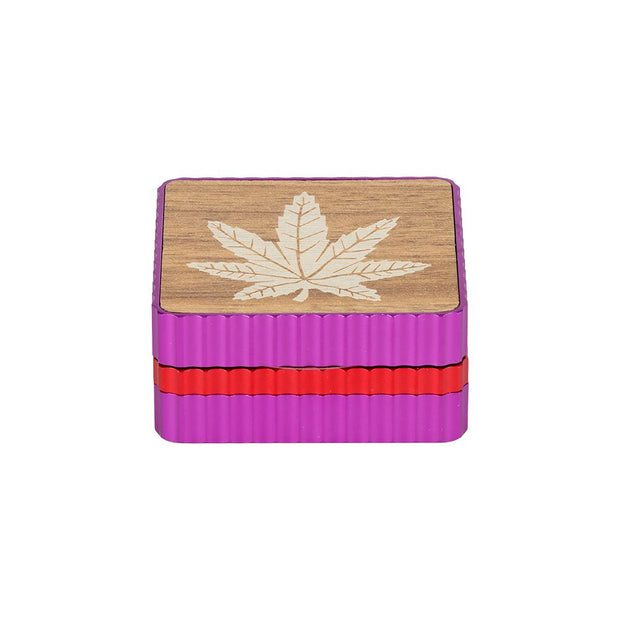 Hemp Leaf Square Aluminum Grinder - 3pc / 1.8" / Colors Vary - Headshop.com