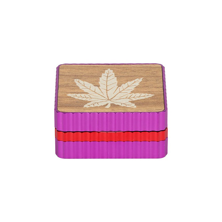 Hemp Leaf Square Aluminum Grinder - 3pc / 1.8" / Colors Vary - Headshop.com