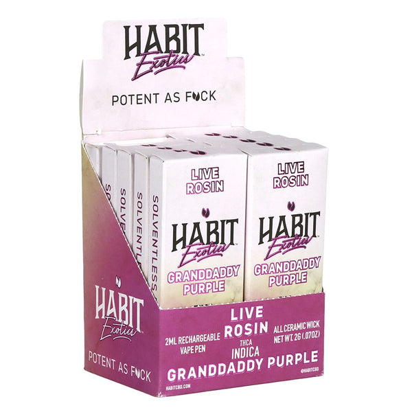 Habit Exotics THCA Live Rosin Disposable | 2g | 10ct Display Habit Exotics THCA Live Rosin Disposable | 2g | 10ct Display