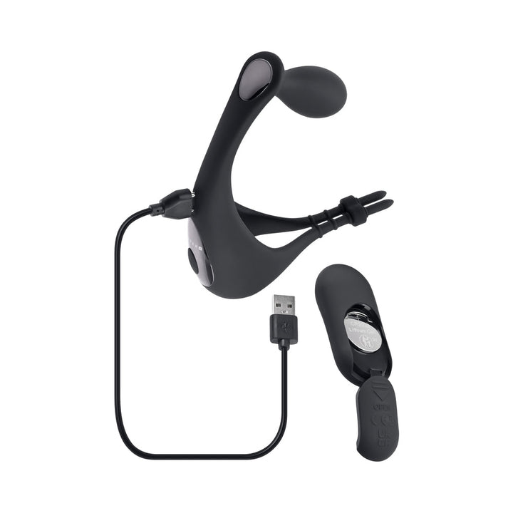 Gender X Back It Up Rechargeable Lasso C-Ring and Plug with Remote Silicone Black - Headshop.com