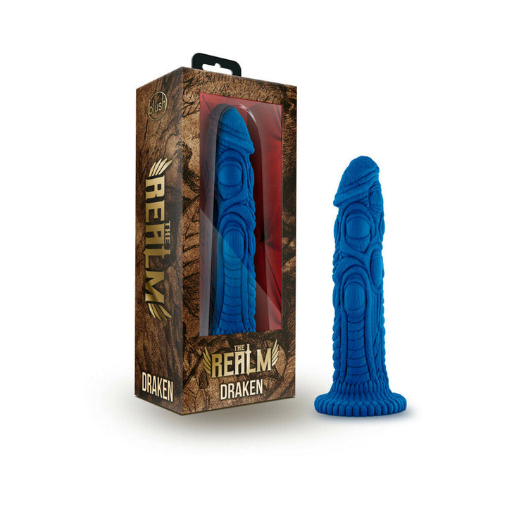 The Realm Draken 7.5 in. Silicone Lock On Fantasy Dildo Blue - Headshop.com