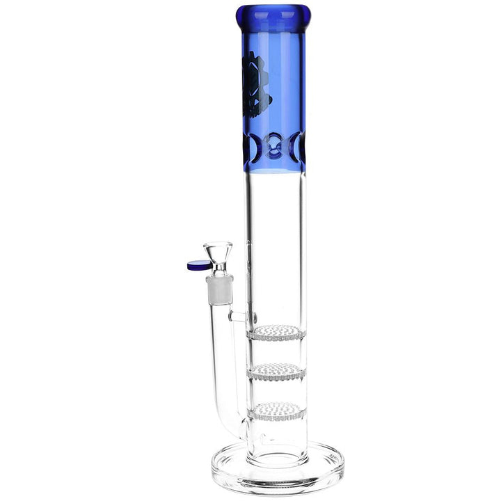 SeshGear Triple Honeycomb Perc Straight Tube Water Pipe - 15" / 14mm F / Colors Vary - Headshop.com