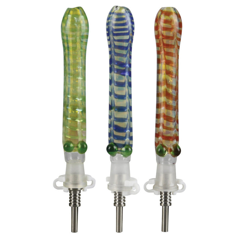Glass Dab Straw w/ 10mm Titanium Tip - 6" / Colors Vary - Headshop.com
