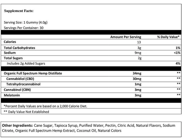 Swiss Vitalis  Sleep Gummies - 30 Count CBD+CBN+THC+Melatonin - Headshop.com