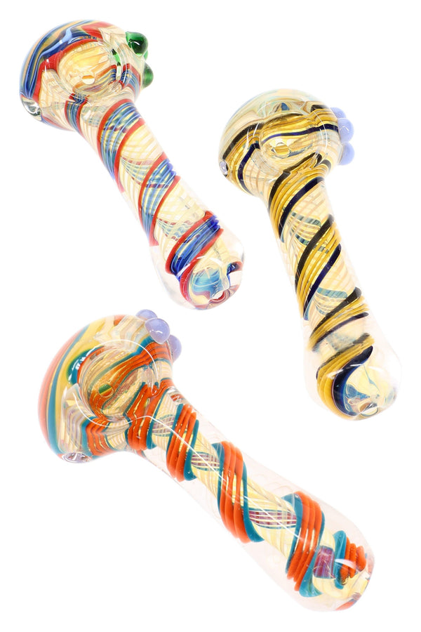 Color Changing Swirl Striped Glass Hand Pipe “Rainbow Ribbon” – 4½″ Color Changing Swirl Striped Glass Hand Pipe “Rainbow Ribbon” – 4½″