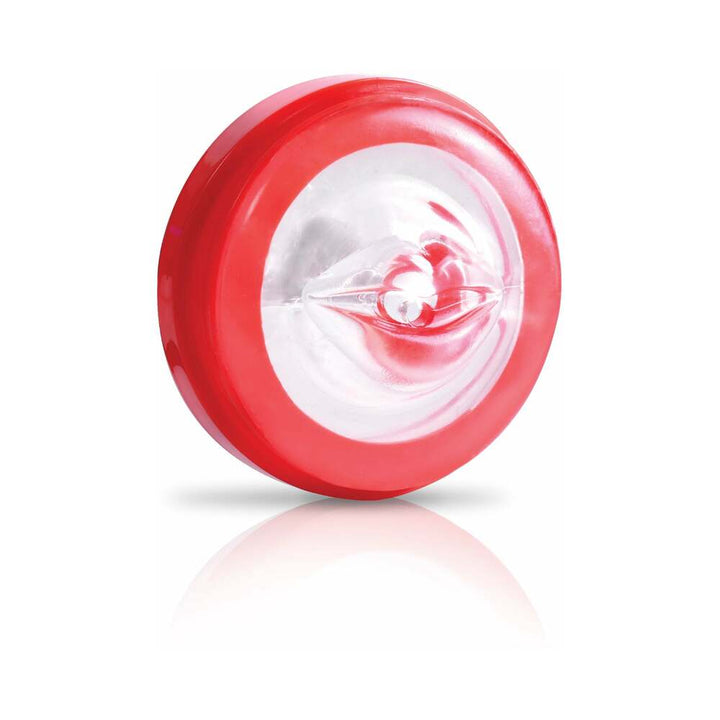 PDX Mega-Bator Mouth Rechargeable Rotating Thrusting Stroker With Hands-Free Suction Cup Clear/Red - Headshop.com