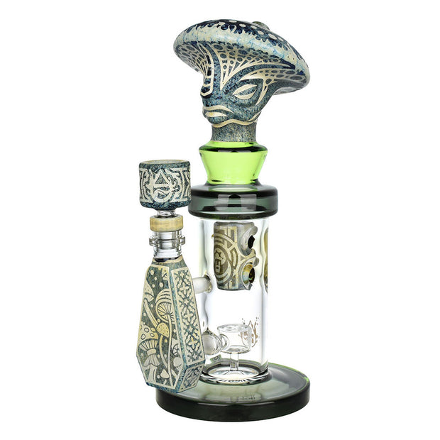 Pulsar Hieroglyphs Mushroom Wizard Water Pipe - 10.5"/14mm F/Colors Vary - Headshop.com