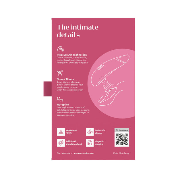 Womanizer Premium 2 Rechargeable Silicone Luxurious Pleasure Air Clitoral Stimulator Raspberry - Headshop.com