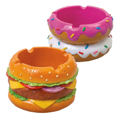 Fujima Donut or Burger Polyresin Ashtray - 3.5" - 4PC DISP - Headshop.com