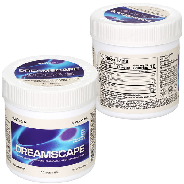 JUST CBD Dreamscape THC Gummies Jar - 1350mg / 3.15oz / 30pc / Wildberry JUST CBD Dreamscape THC Gummies Jar - 1350mg / 3.15oz / 30pc / Wildberry