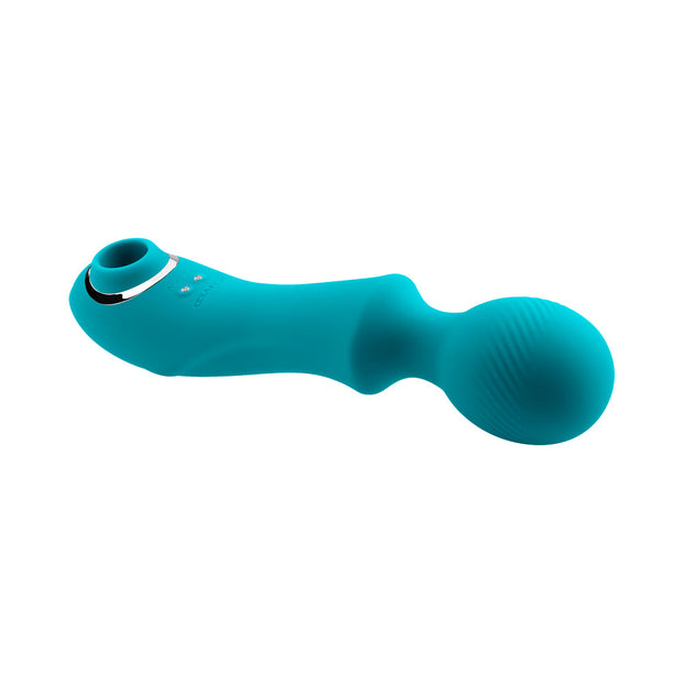 Evolved Wanderful Sucker Rechargeable Wand with Suction Silicone Teal - Headshop.com