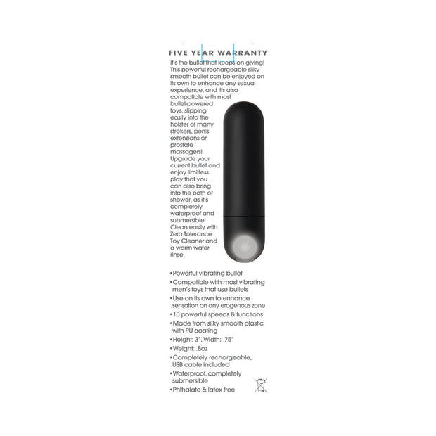 Zero Tolerance All Powerful Rechargeable Bullet Vibrator Black - Headshop.com