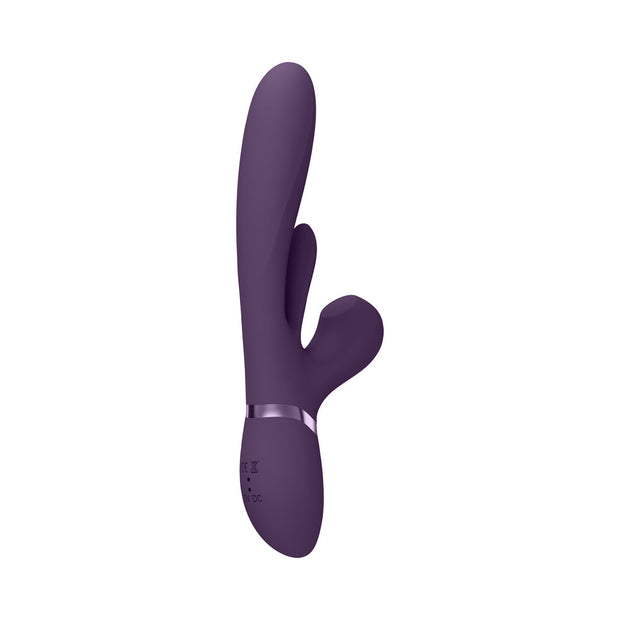 VIVE KURA Rechargeable Thrusting Silicone G-Spot Vibrator with Flapping Tongue and Pulse Wave Stimulator Purple - Headshop.com