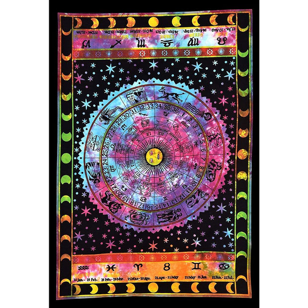 Tie Dye Zodiac Tapestry - 54"x 86" - Headshop.com
