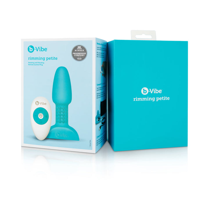 b-Vibe Rimming Petite Rotating and Vibrating Remote Control Plug Teal - Headshop.com
