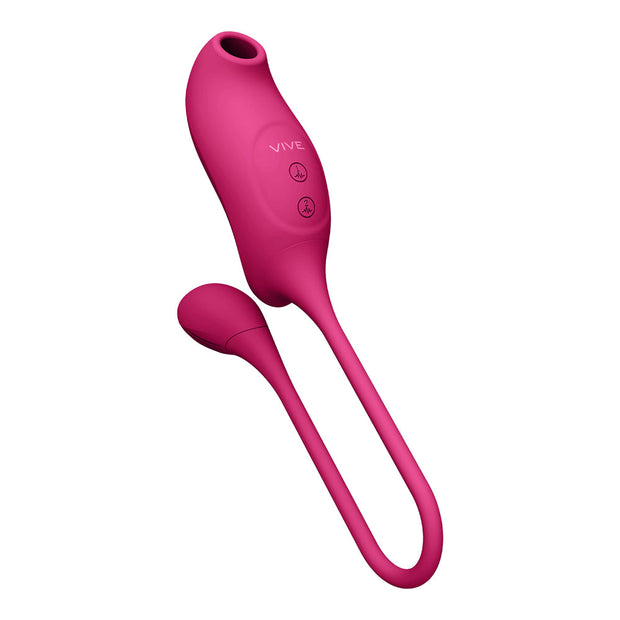 VIVE QUINO Rechargeable Air Wave & Vibrating Silicone Egg Vibrator Pink - Headshop.com