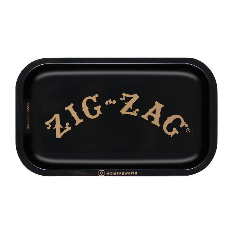 Zig Zag Small Metal Rolling Tray | Black - Headshop.com