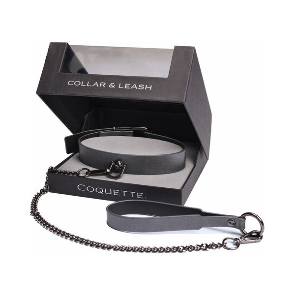 Coquette Pleasure Collar & Leash Grey Coquette Pleasure Collar & Leash Grey