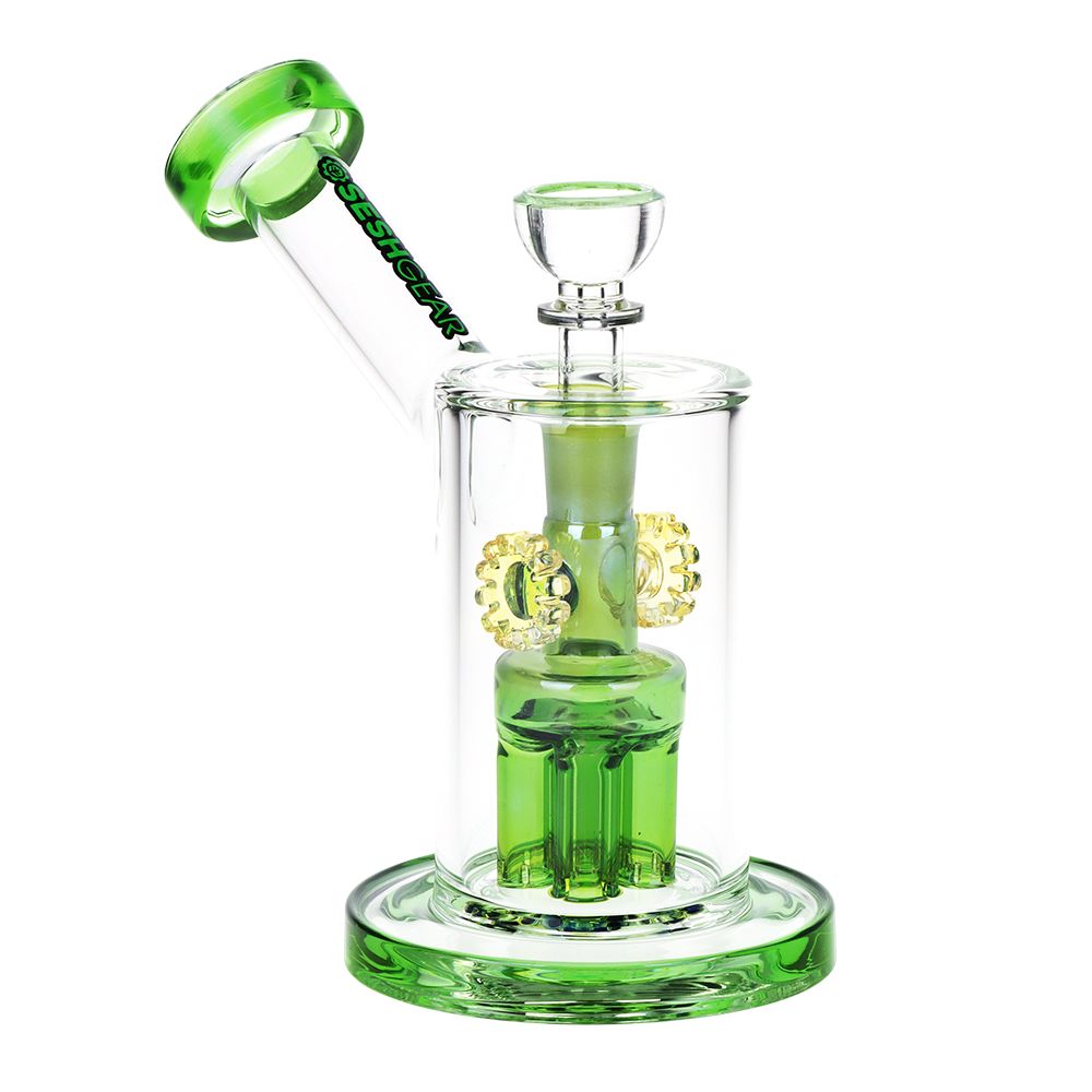 SeshGear Steampunk Gears Fumed Perc Glass Water Pipe | 6.5" | 14mm F - Headshop.com