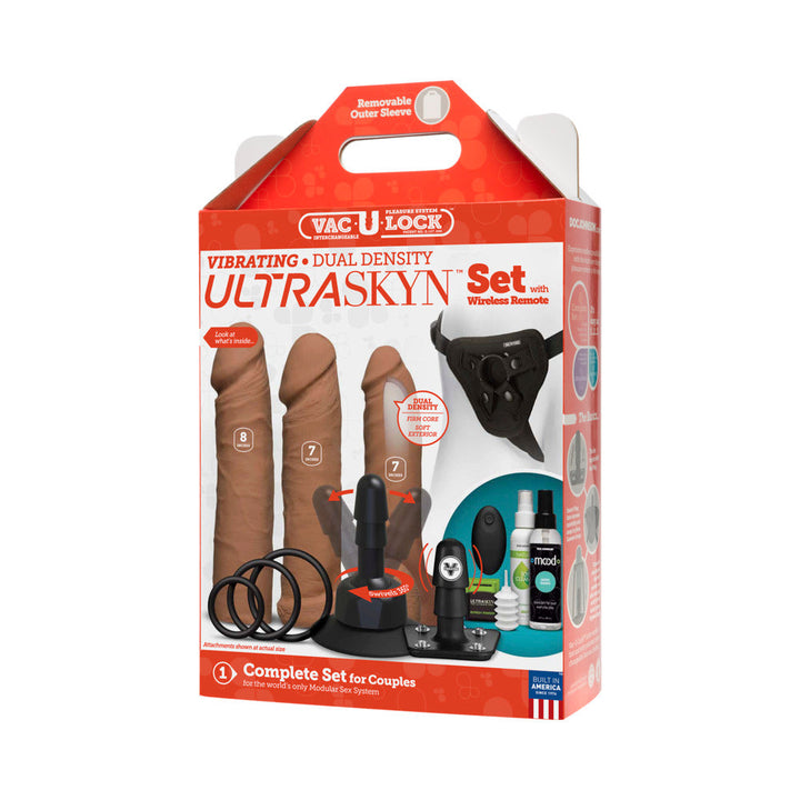 Vac-U-Lock - VIBRATING Dual Density ULTRASKYN Set w/Wireless Remote Caramel - Headshop.com