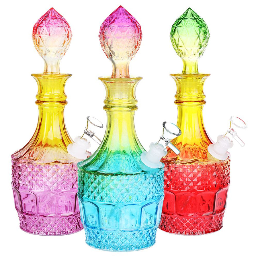 Vintage Decanter Ombre Glass Water Pipe - Liquor / 12" / 14mm F / Colors Vary - Headshop.com