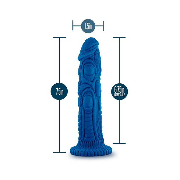 The Realm Draken 7.5 in. Silicone Lock On Fantasy Dildo Blue - Headshop.com