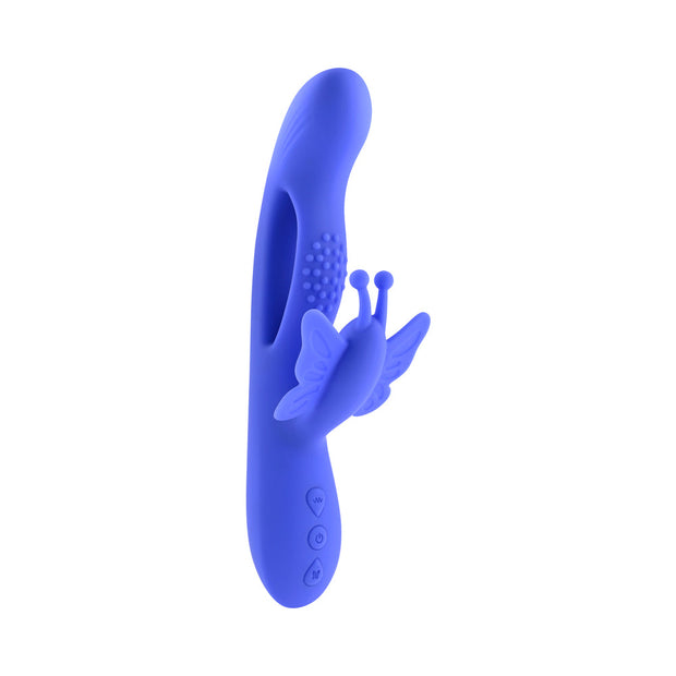 Evolved Butterfly Dreams Rechargeable Dual Stim Vibe Silicone Blue - Headshop.com