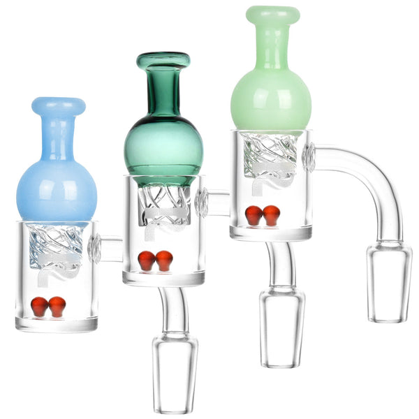 Pulsar Quartz Banger w/ Helix Carb Cap - 14mm M / Colors Vary Pulsar Quartz Banger w/ Helix Carb Cap - 14mm M / Colors Vary