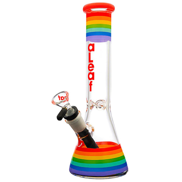 aLeaf Pride Beaker Water Pipe Rainbow | 10" | 14mm F aLeaf Pride Beaker Water Pipe Rainbow | 10" | 14mm F