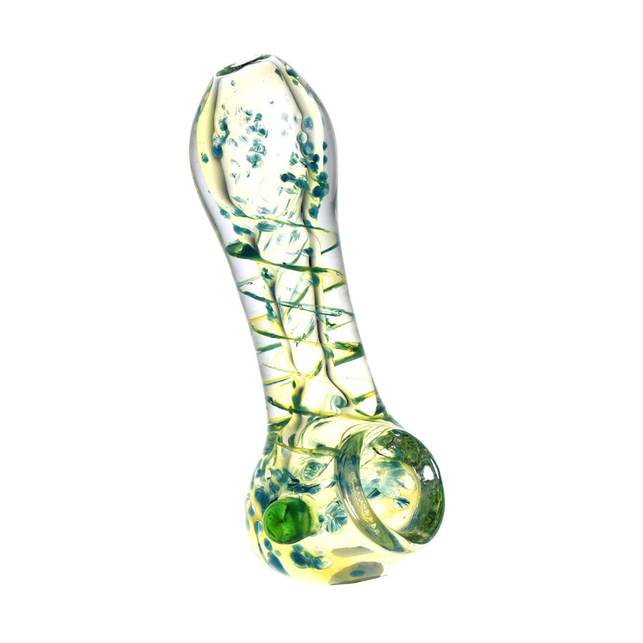 Silver Fumed Corkscrew Pattern Clear Glass Hand Pipe - Headshop.com