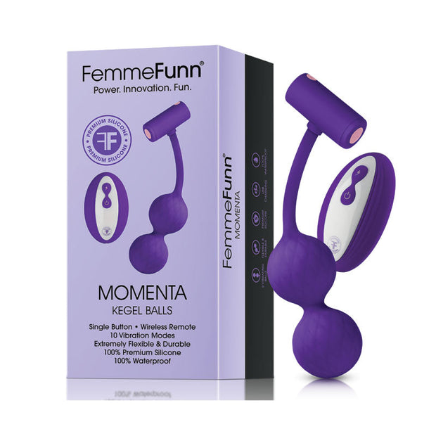 FemmeFunn Momenta Rechargeable Remote-Controlled Silicone Kegel Balls Purple - Headshop.com