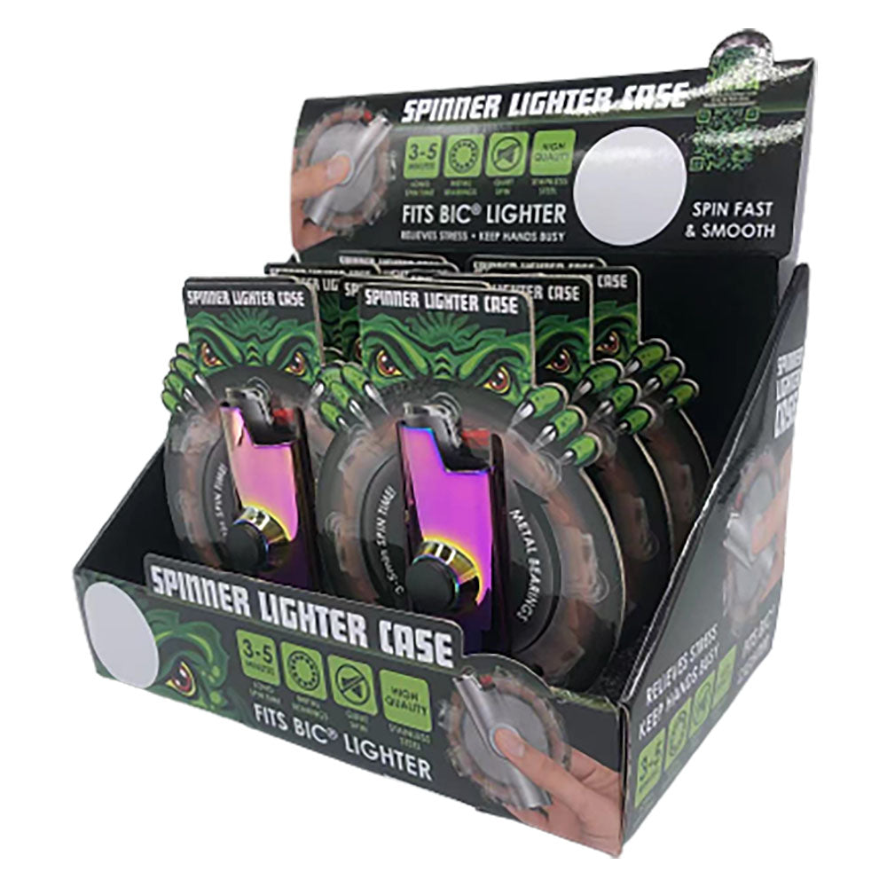 12PC DISP Smokezilla Spinner Lighter Case 3"/Asst Colors