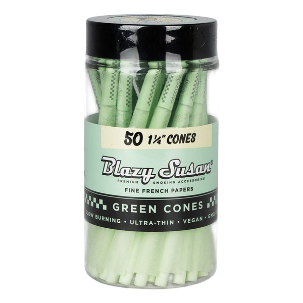 50CT JAR - Blazy Susan Green Pre-Rolled Cones - 1 1/4" 50CT JAR - Blazy Susan Green Pre-Rolled Cones - 1 1/4"
